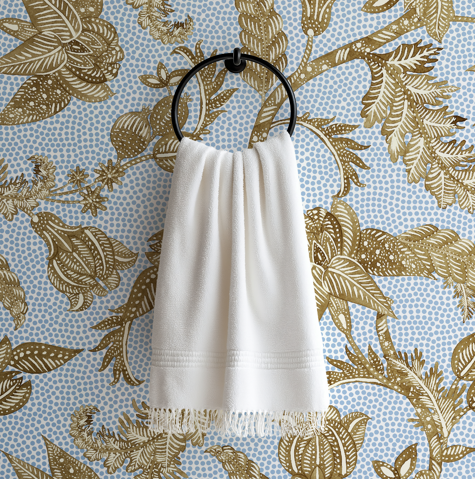 Antique Botanical Etching / Blue Dot Wallpaper - Image 3 by RebelMod