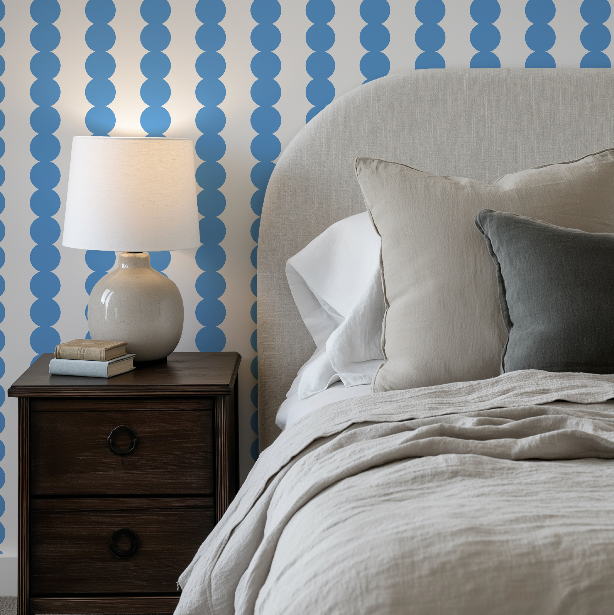 Scallop Stripe Blue Wallpaper - Image 6 by RebelMod