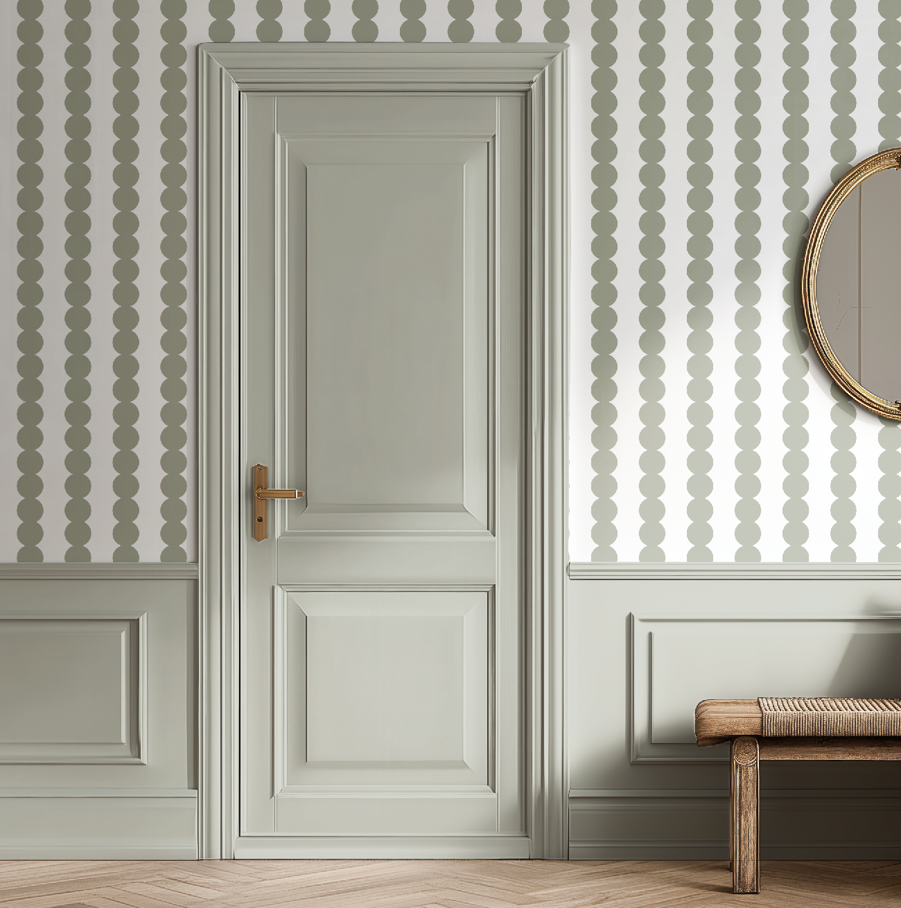 Scallop Stripe Taupe Wallpaper by RebelMod