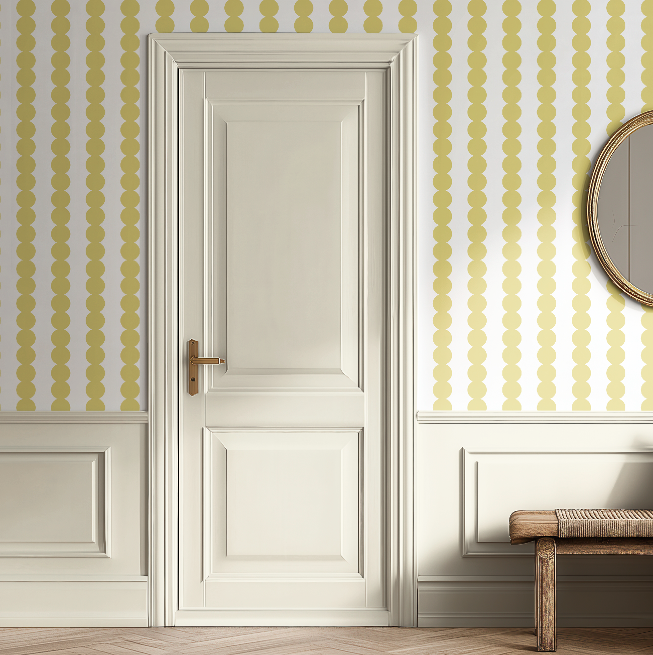Scallop Stripe Yellow Wallpaper