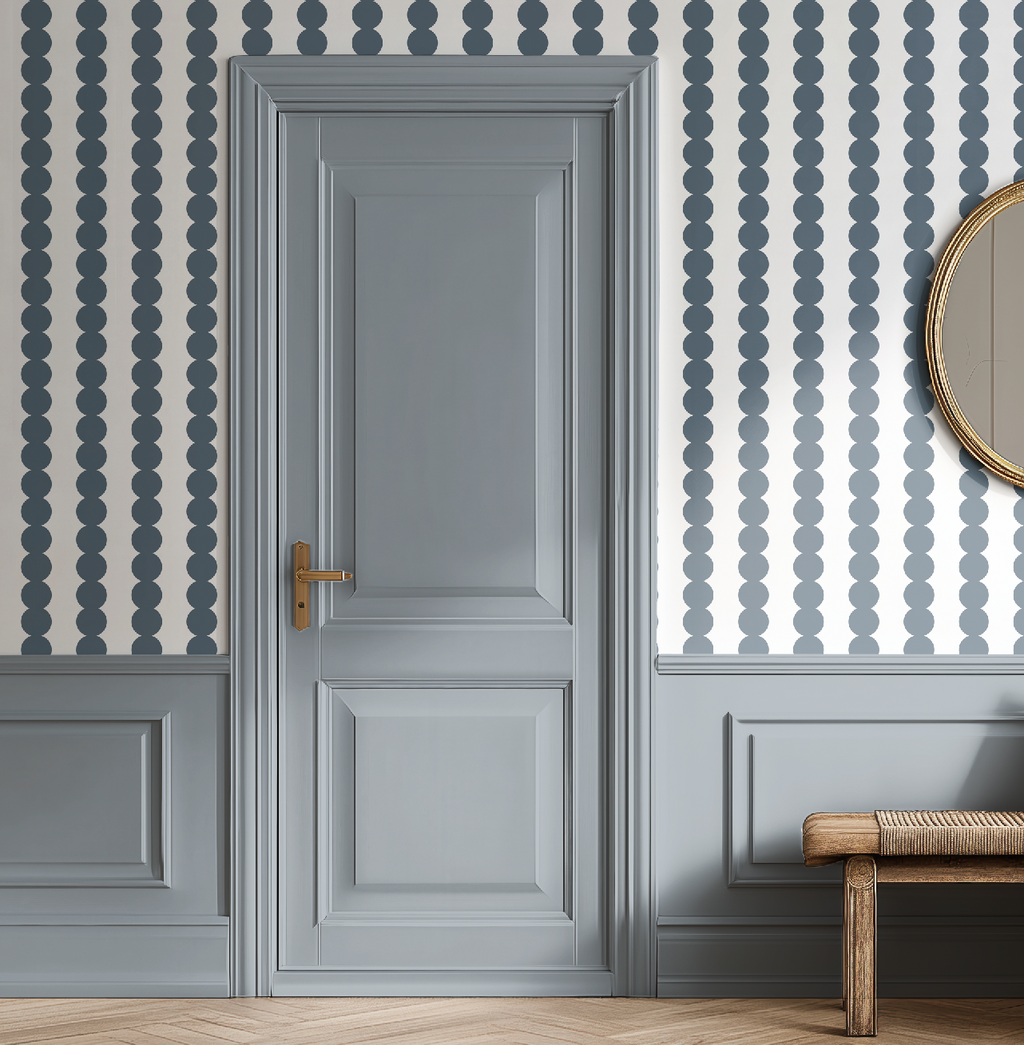 Scallop Stripe Dark Gray Wallpaper