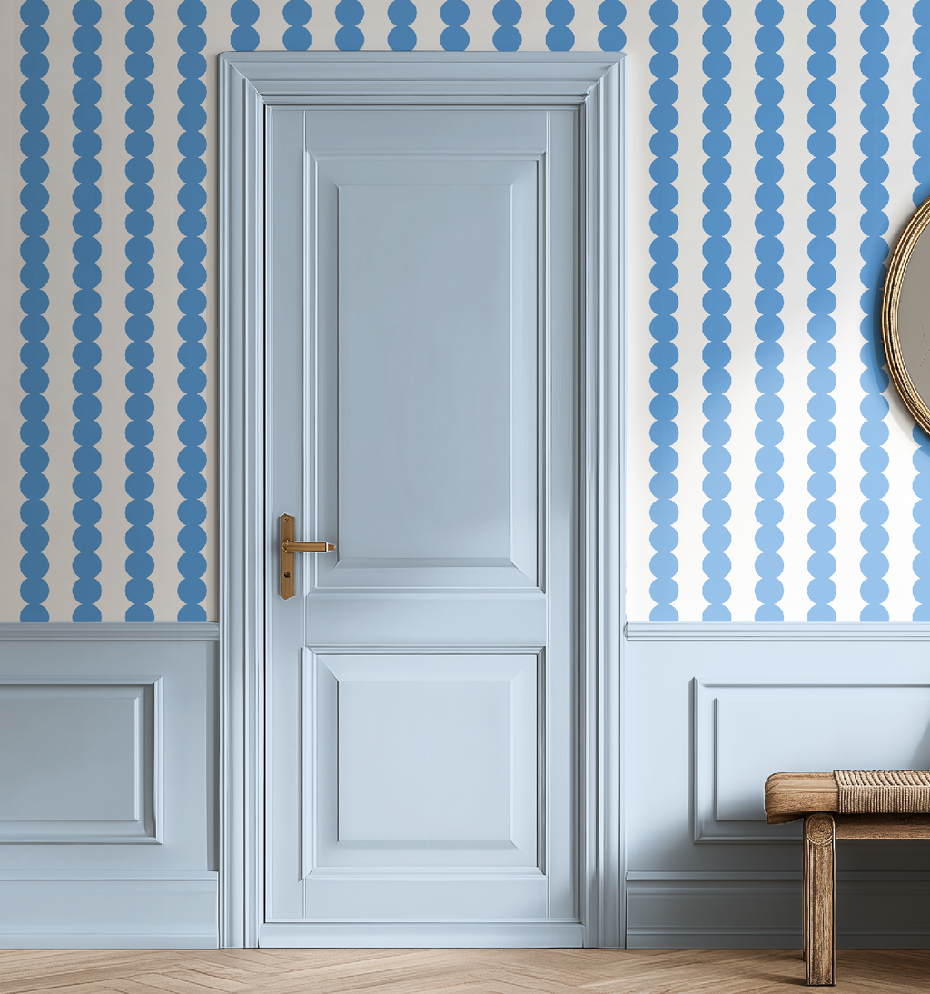 Scallop Stripe Blue Wallpaper - Image 10 by RebelMod
