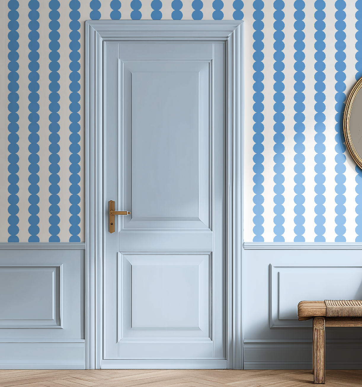 Scallop Stripe Blue Wallpaper - Image 10 by RebelMod