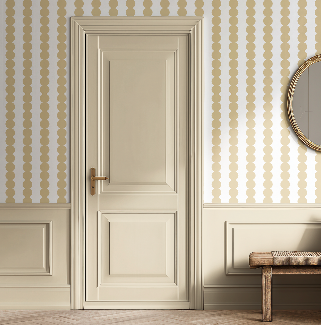 Scallop Stripe Muted Yellow Wallpaper