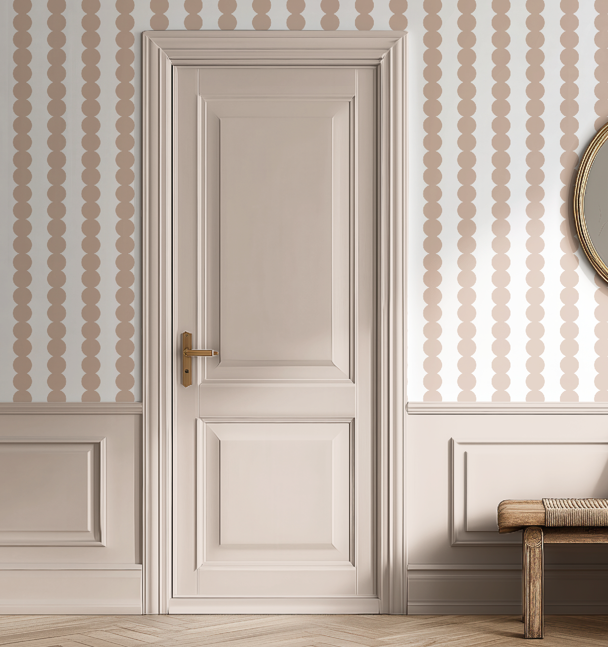 Scallop Stripe Muted Pink Wallpaper