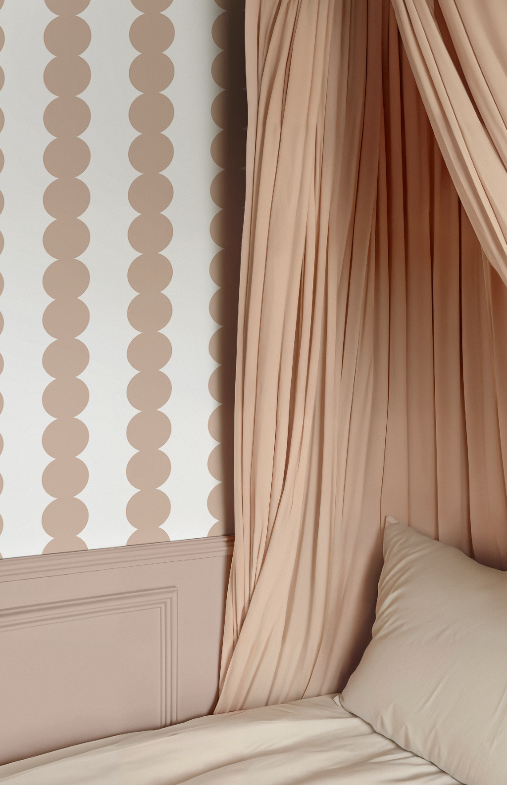 Scallop Stripe Muted Pink Wallpaper