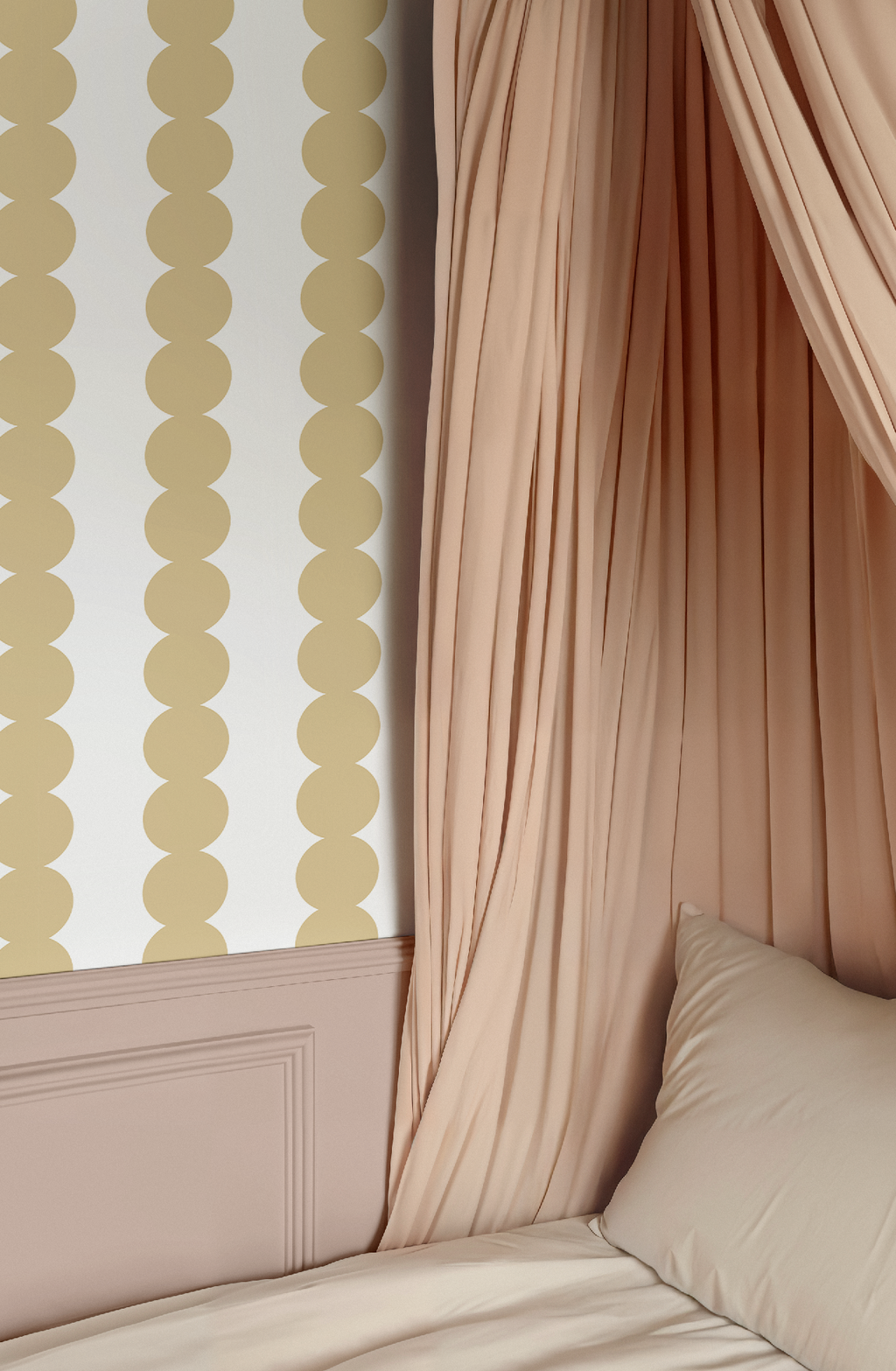Scallop Stripe Muted Yellow Wallpaper
