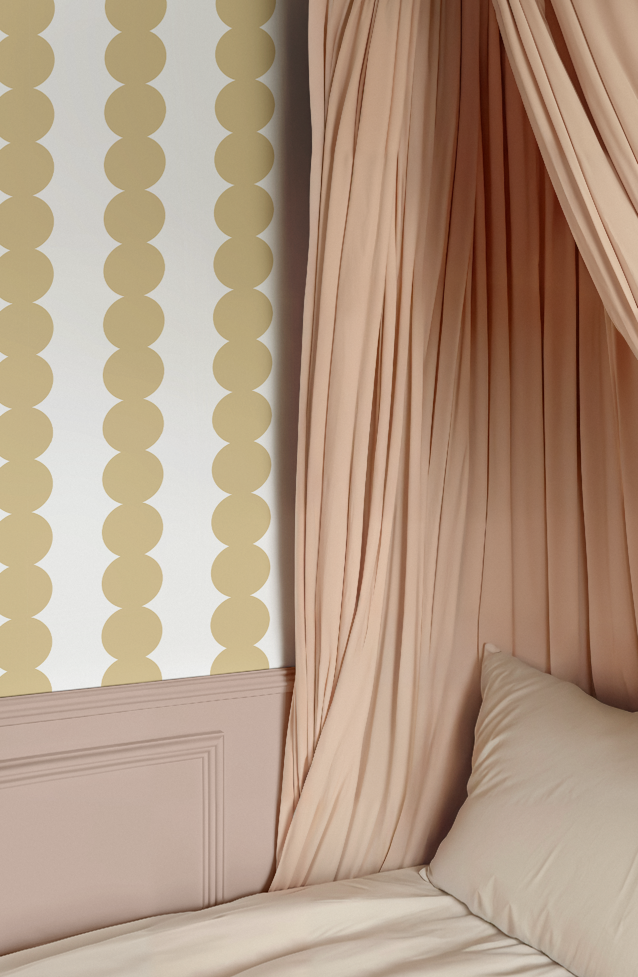 Scallop Stripe Muted Yellow Wallpaper