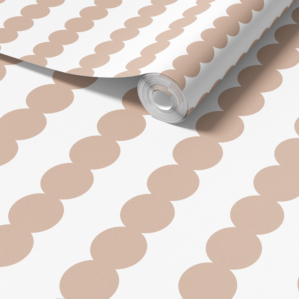 Scallop Stripe Muted Pink Wallpaper