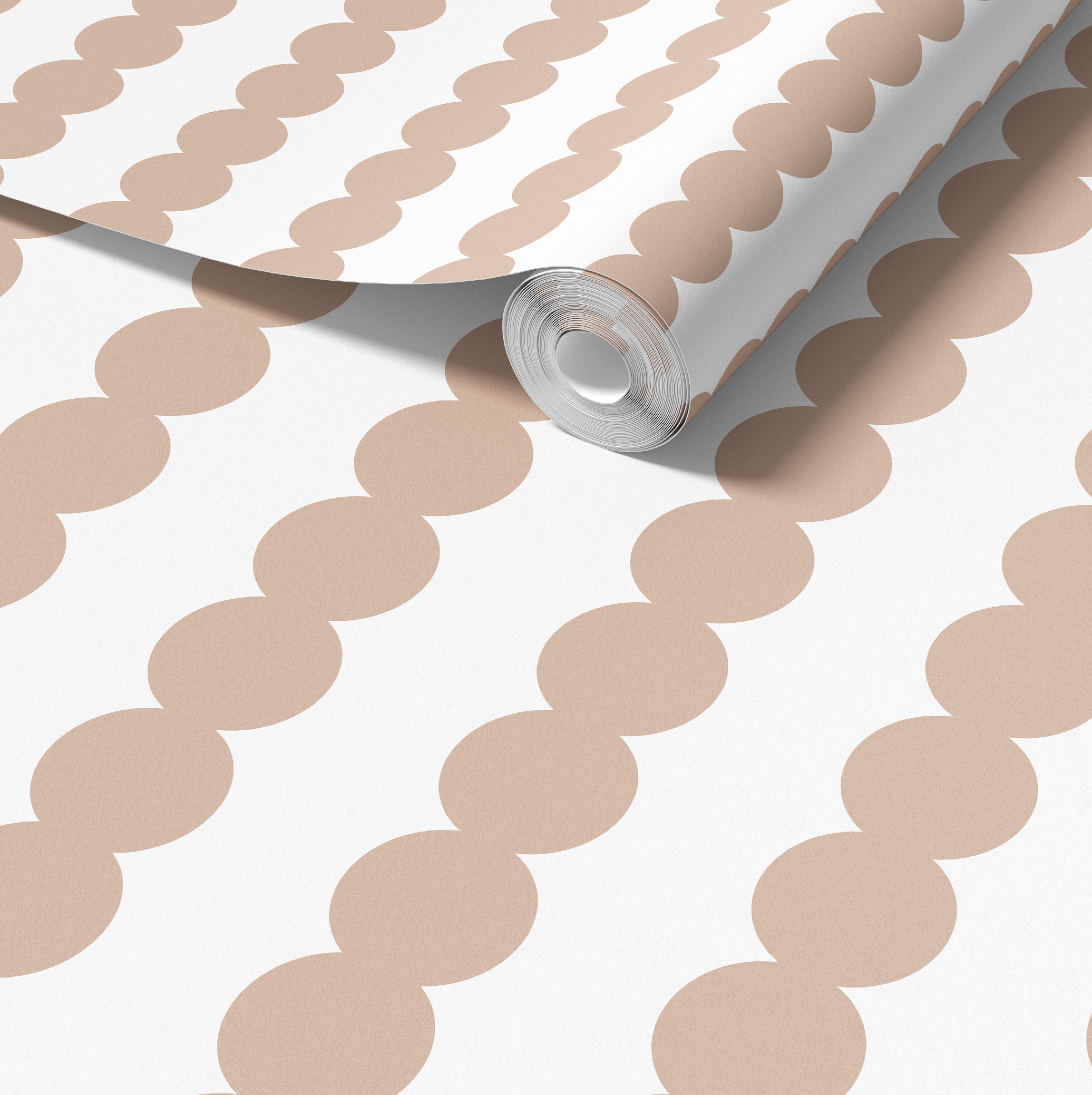 Scallop Stripe Muted Pink Wallpaper