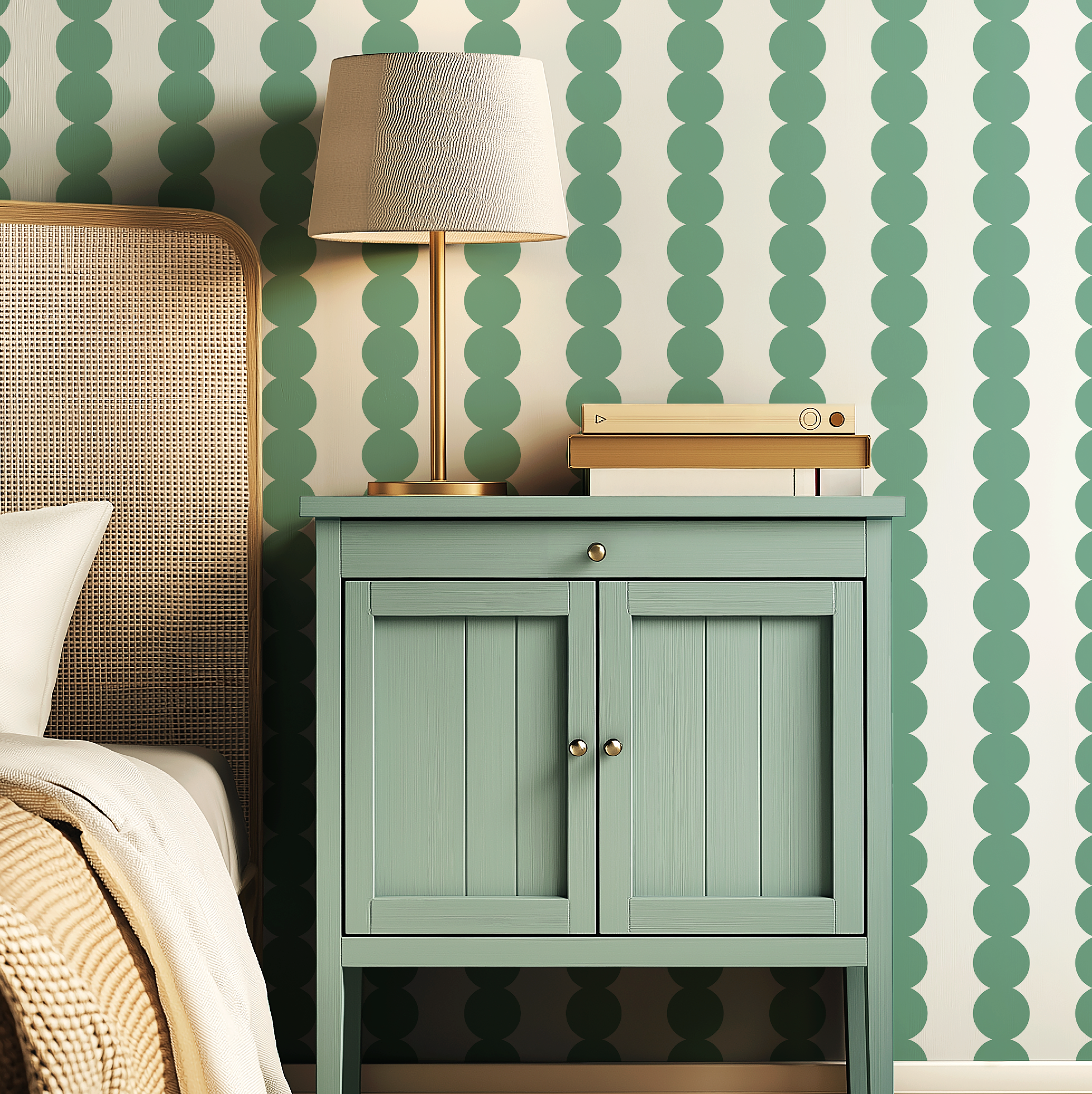 Scallop Stripe Green Wallpaper - Image 9 by RebelMod