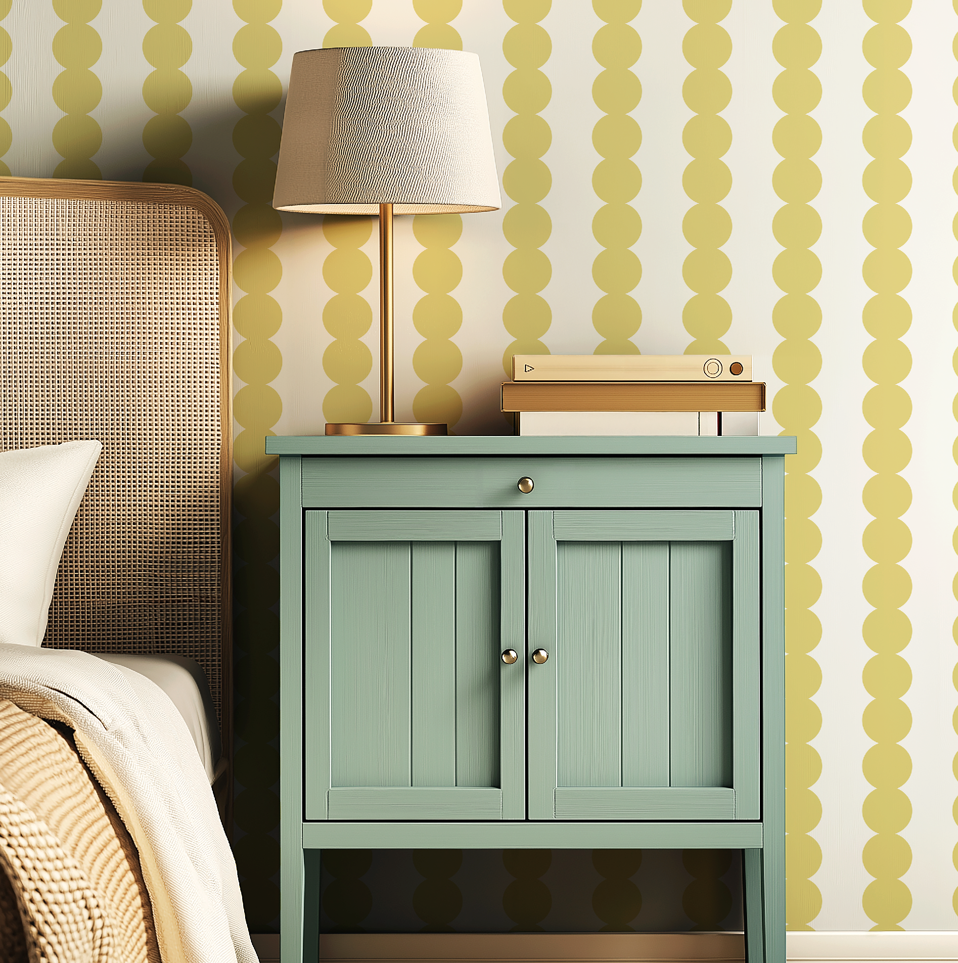 Scallop Stripe Yellow Wallpaper - Image 7 by RebelMod
