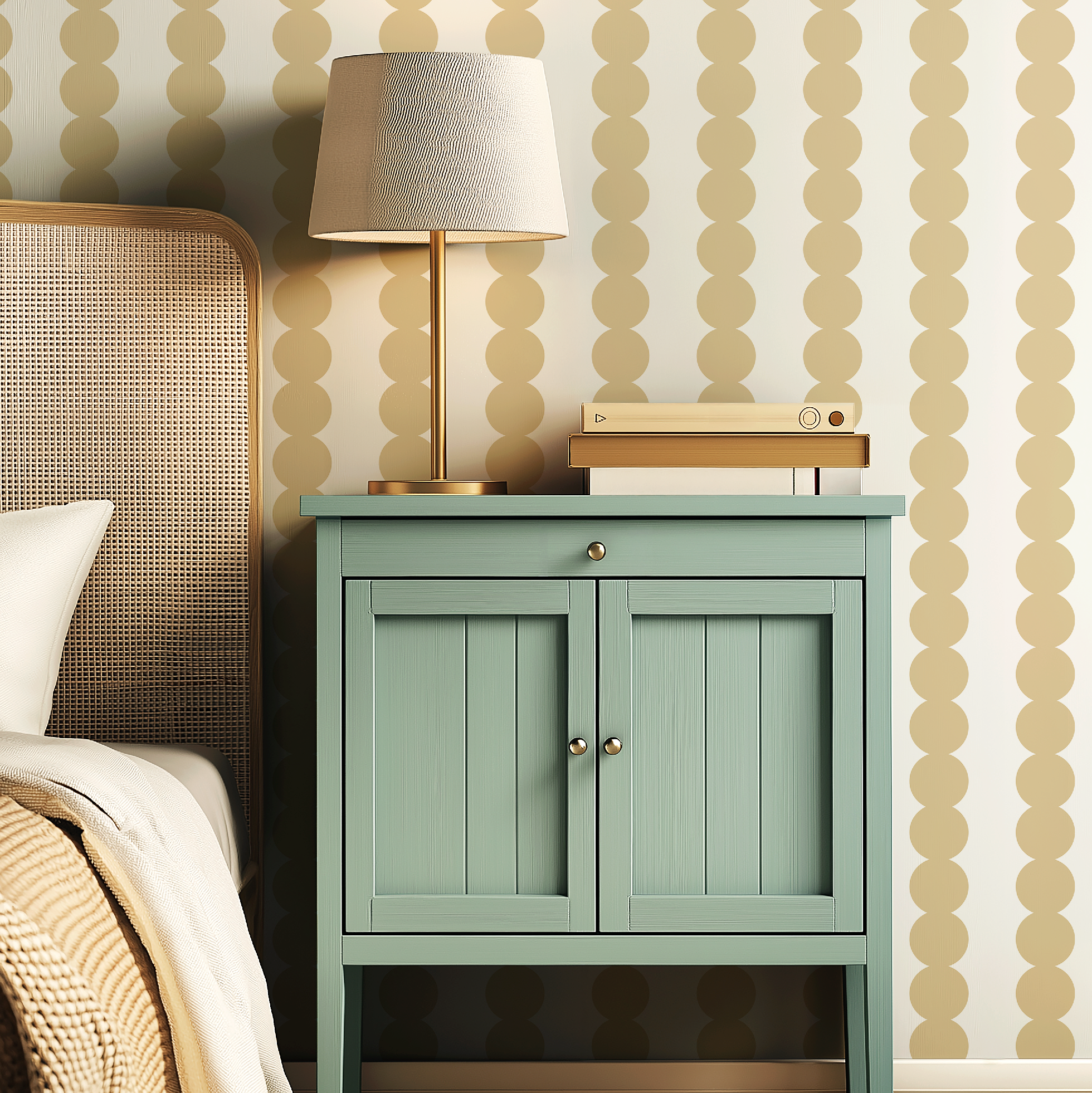Scallop Stripe Muted Yellow Wallpaper by RebelMod