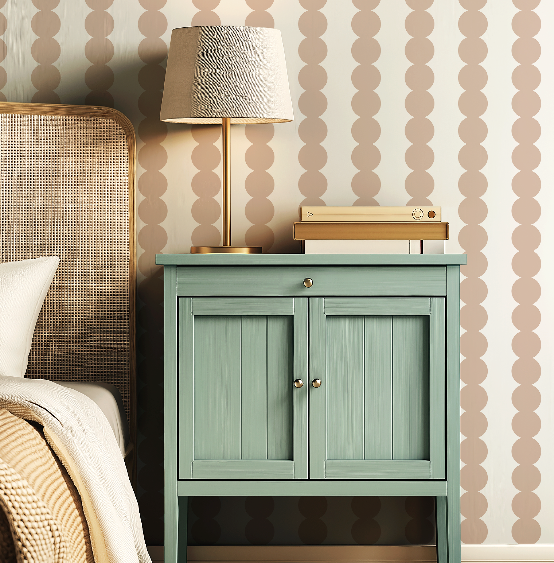 Scallop Stripe Muted Pink Wallpaper - Image 7 by RebelMod