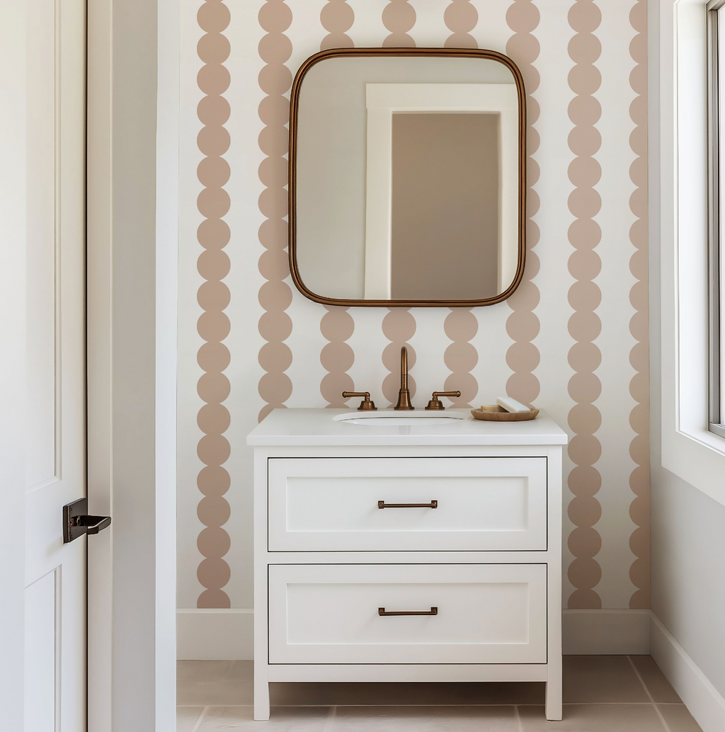 Scallop Stripe Muted Pink Wallpaper - Image 8 by RebelMod