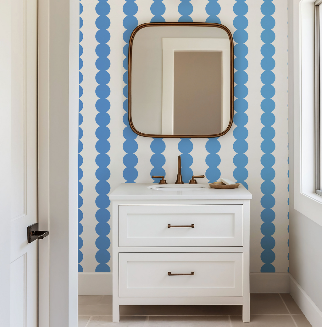 Scallop Stripe Blue Wallpaper - Image 8 by RebelMod