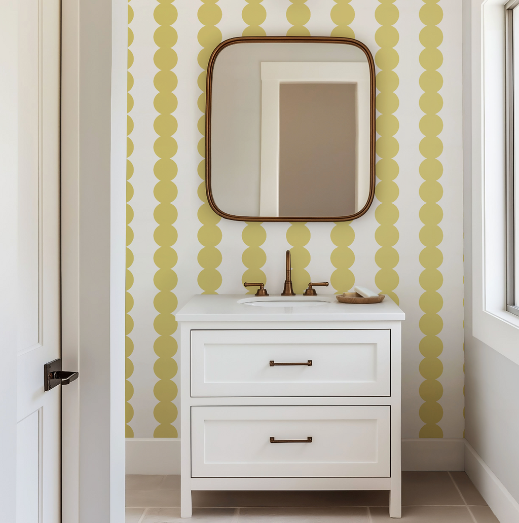Scallop Stripe Yellow Wallpaper - Image 8 by RebelMod