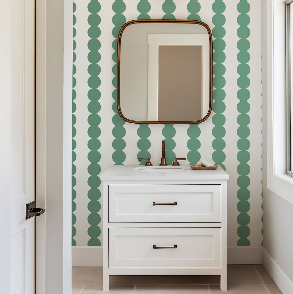 Scallop Stripe Green Wallpaper - Image 10 by RebelMod