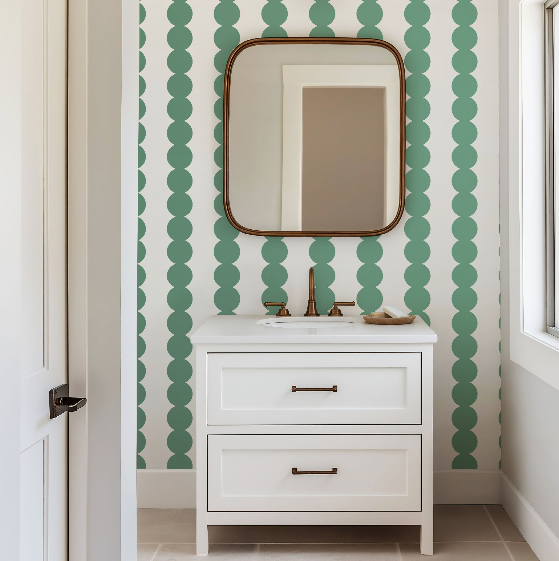 Scallop Stripe Green Wallpaper - Image 10 by RebelMod