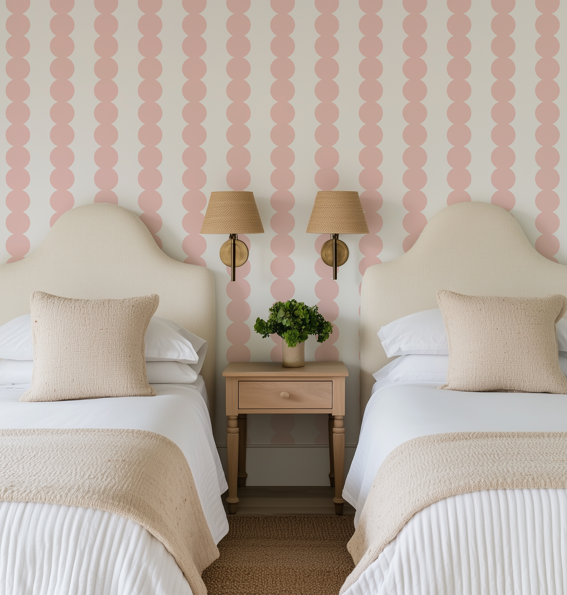 Scallop Stripe Pink Wallpaper - Image 8 by RebelMod
