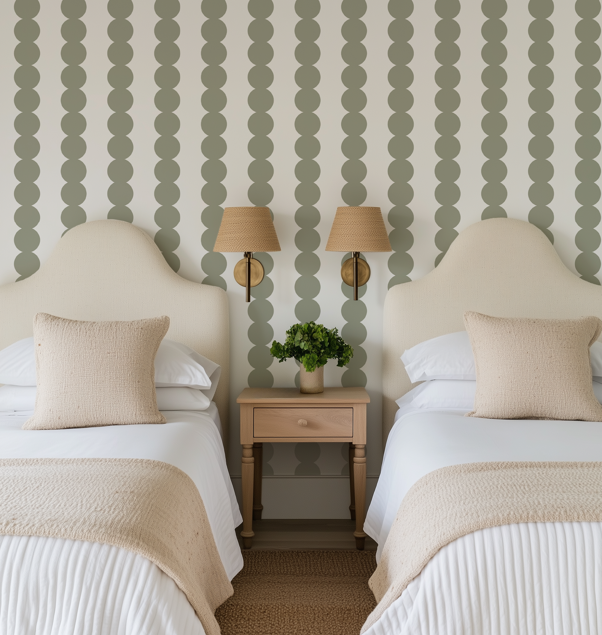 Scallop Stripe Taupe Wallpaper - Image 10 by RebelMod