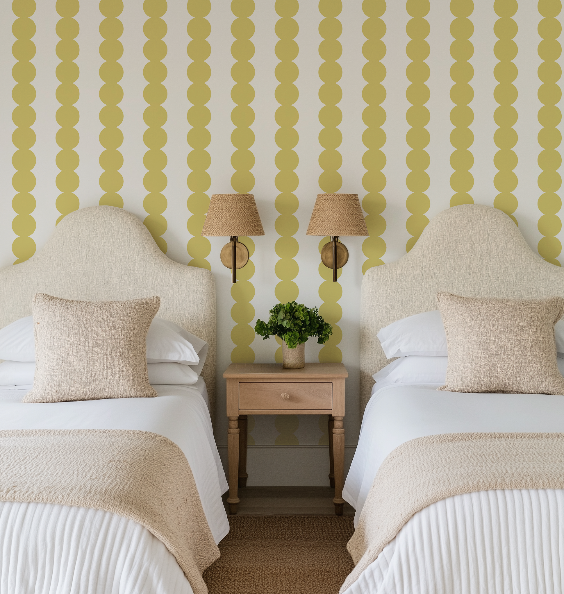 Scallop Stripe Yellow Wallpaper - Image 9 by RebelMod