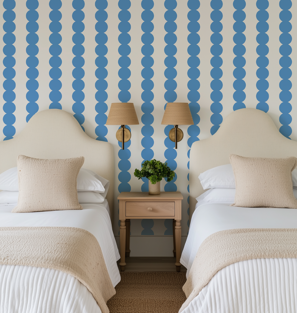 Scallop Stripe Blue Wallpaper - Image 9 by RebelMod