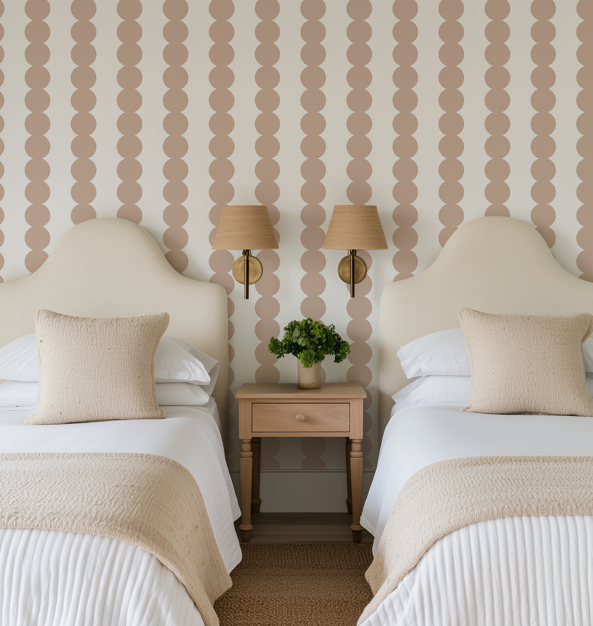 Scallop Stripe Muted Pink Wallpaper - Image 9 by RebelMod