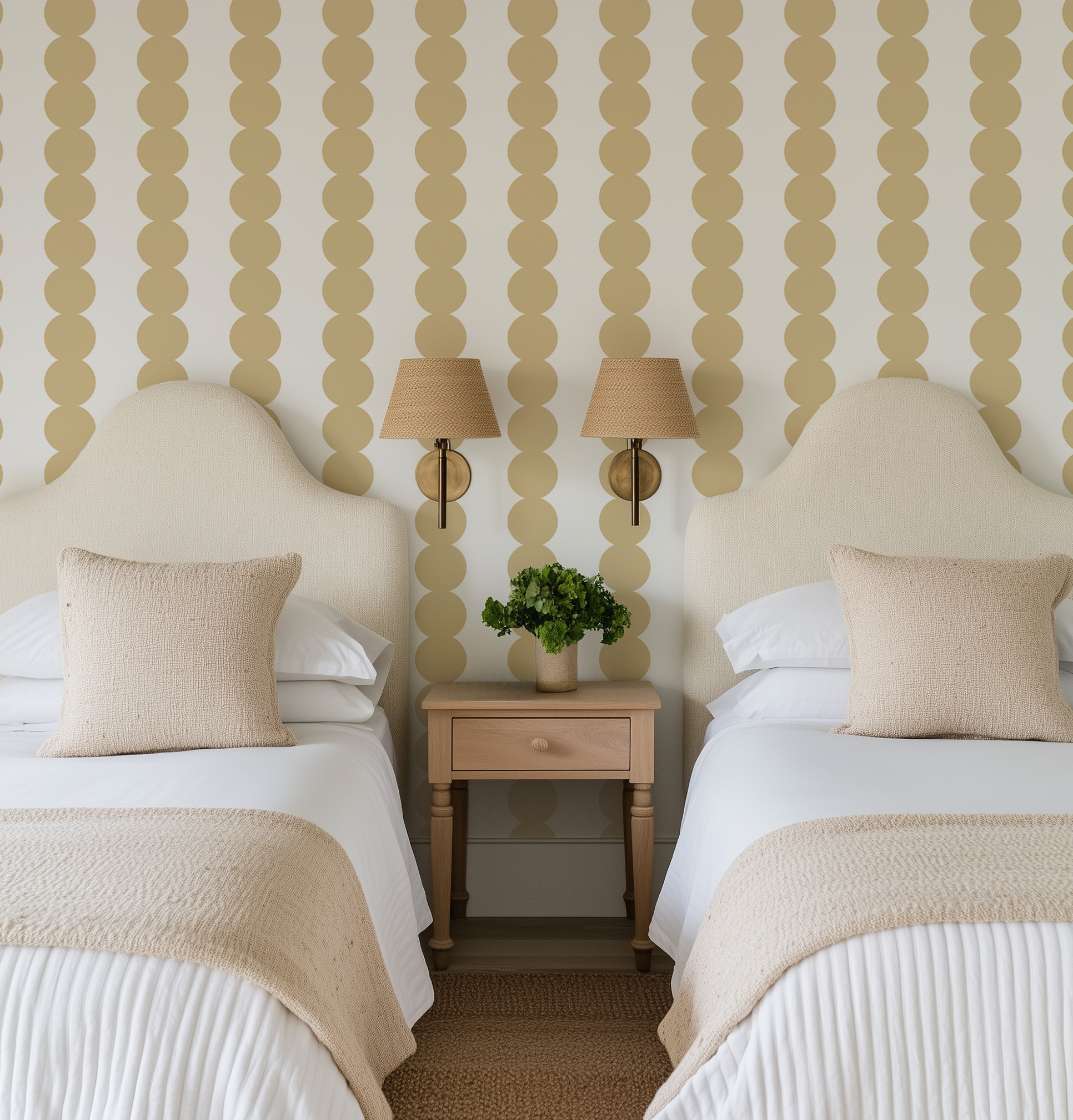 Scallop Stripe Muted Yellow Wallpaper - Image 2 by RebelMod