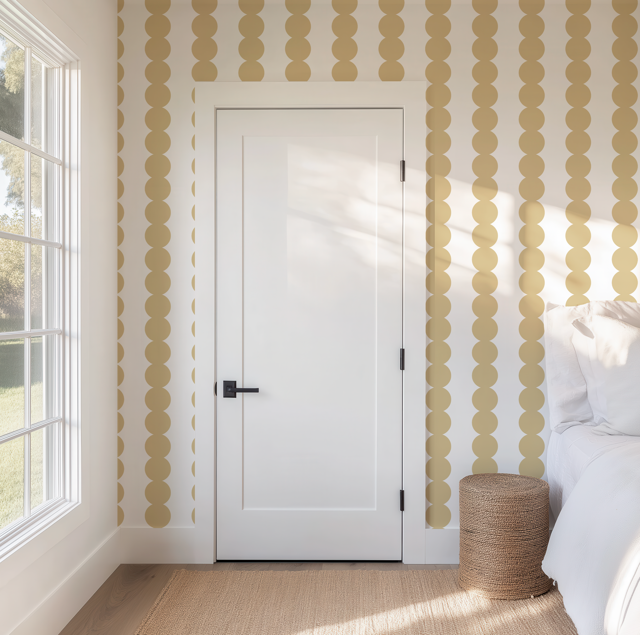 Scallop Stripe Muted Yellow Wallpaper