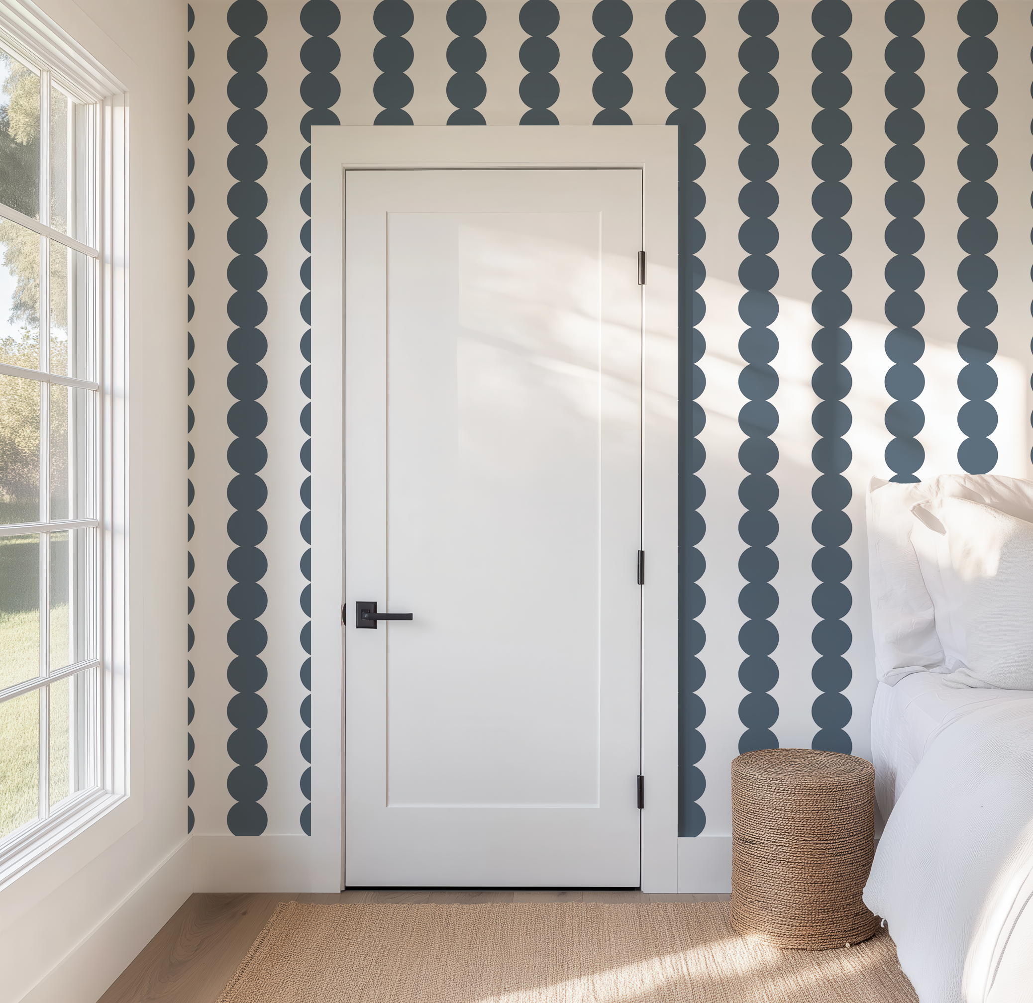 Scallop Stripe Dark Gray Wallpaper