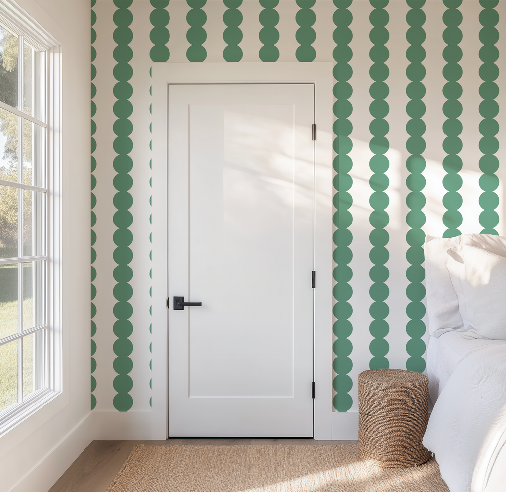 Scallop Stripe Green Wallpaper by RebelMod