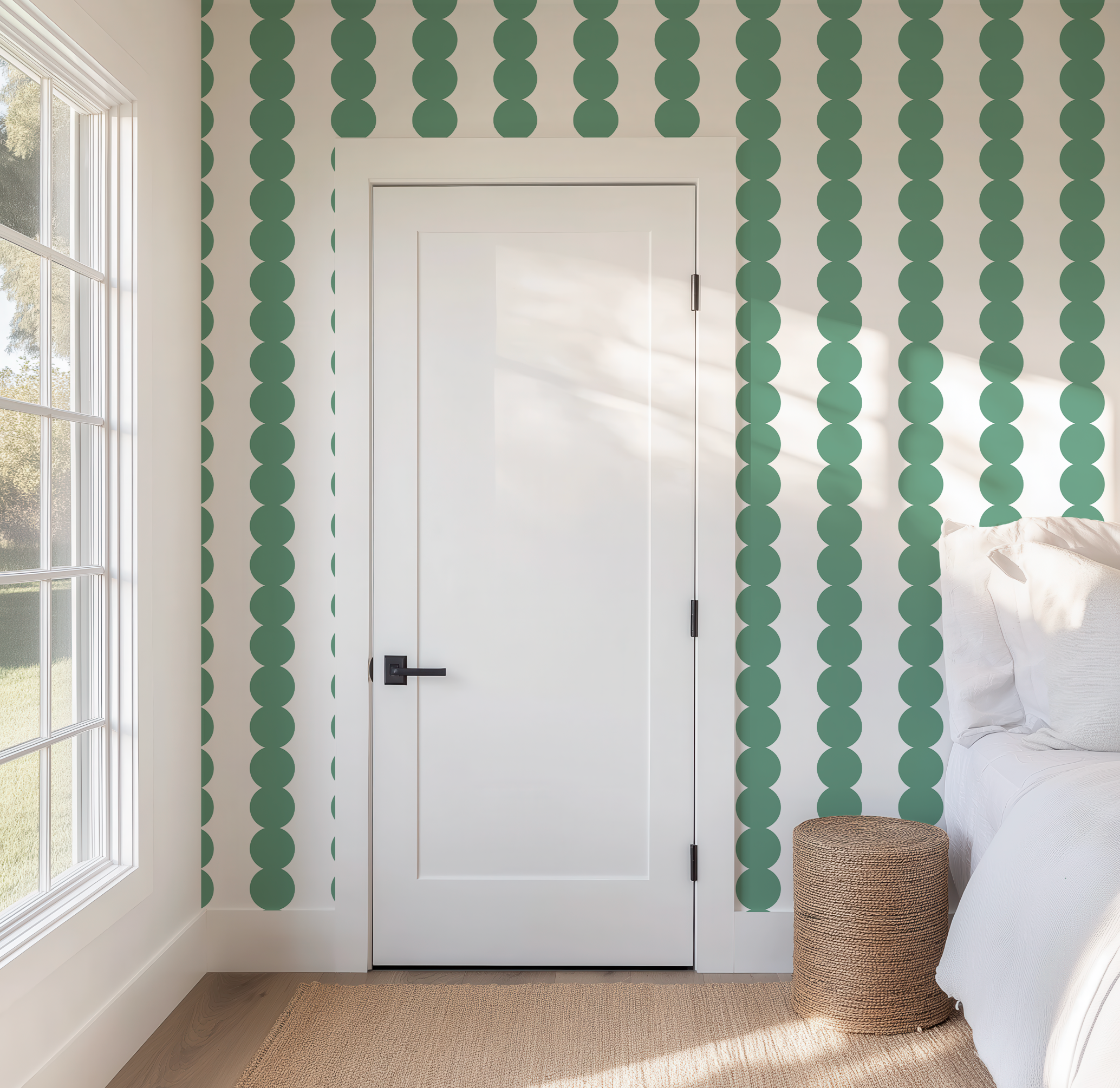 Scallop Stripe Green Wallpaper by RebelMod