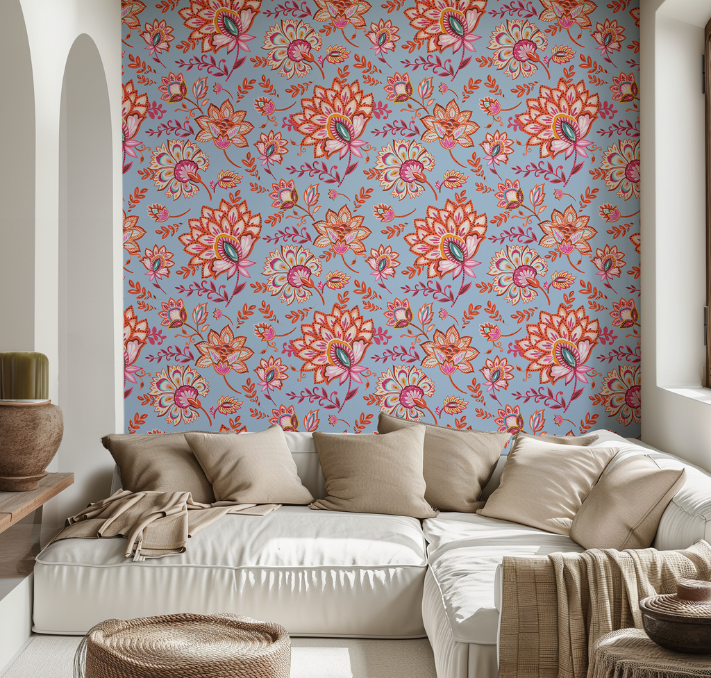 Bohemian Whimsy Floral - Sky Wallpaper - Image 4 by RebelMod