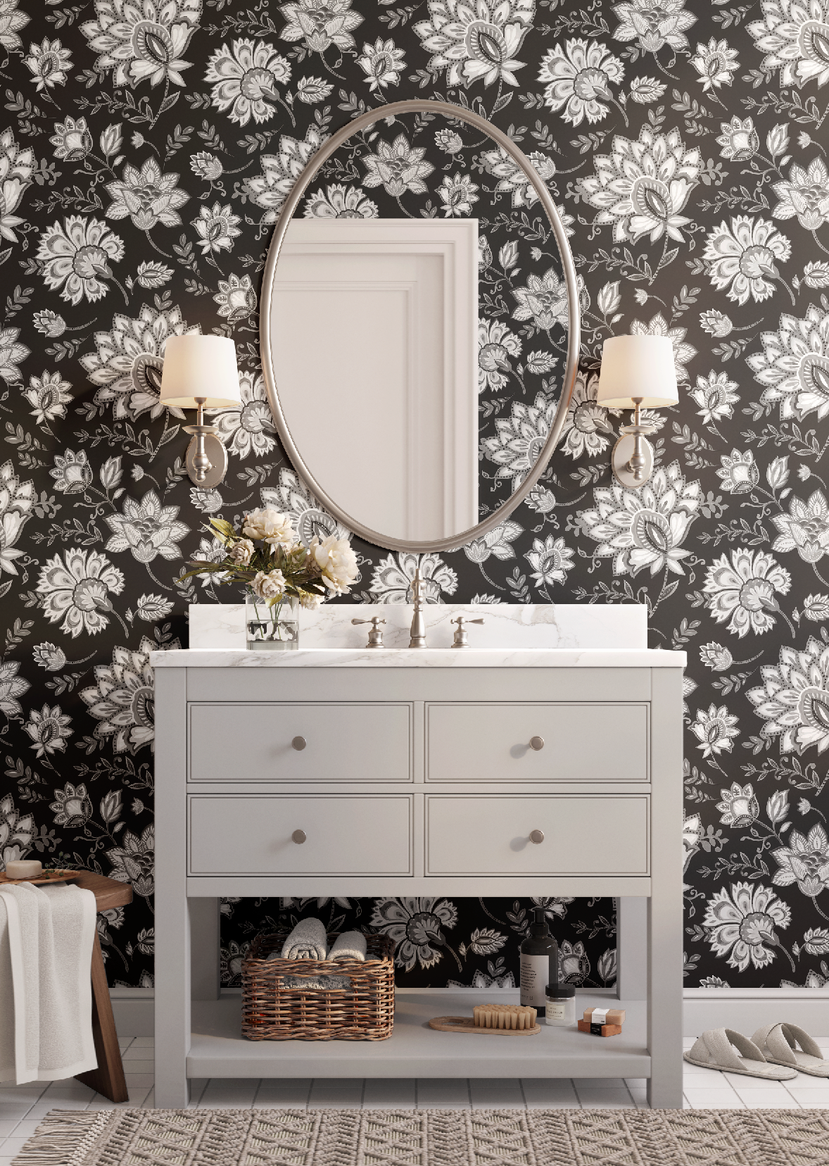 Bohemian Whimsy Floral - Noir Wallpaper - Image 4 by RebelMod