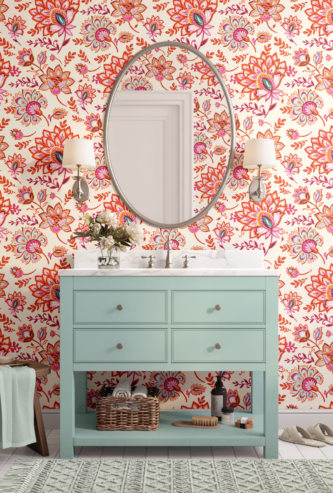 Bohemian Whimsy Floral - Linen Wallpaper by RebelMod