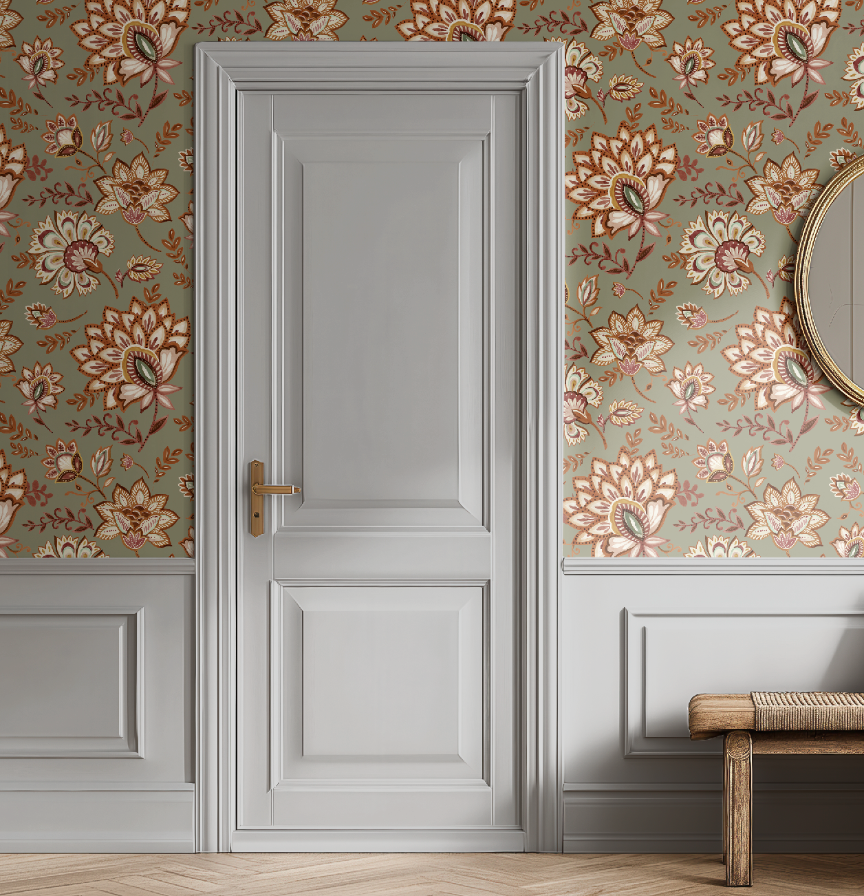 Bohemian Whimsy Floral - Muted Olive Wallpaper - Image 2 by RebelMod