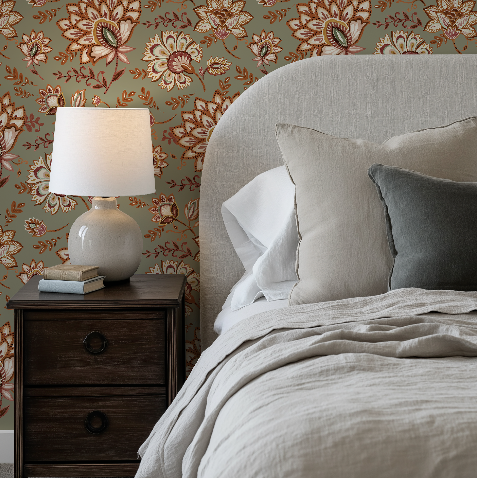 Bohemian Whimsy Floral - Muted Olive Wallpaper - Image 9 by RebelMod