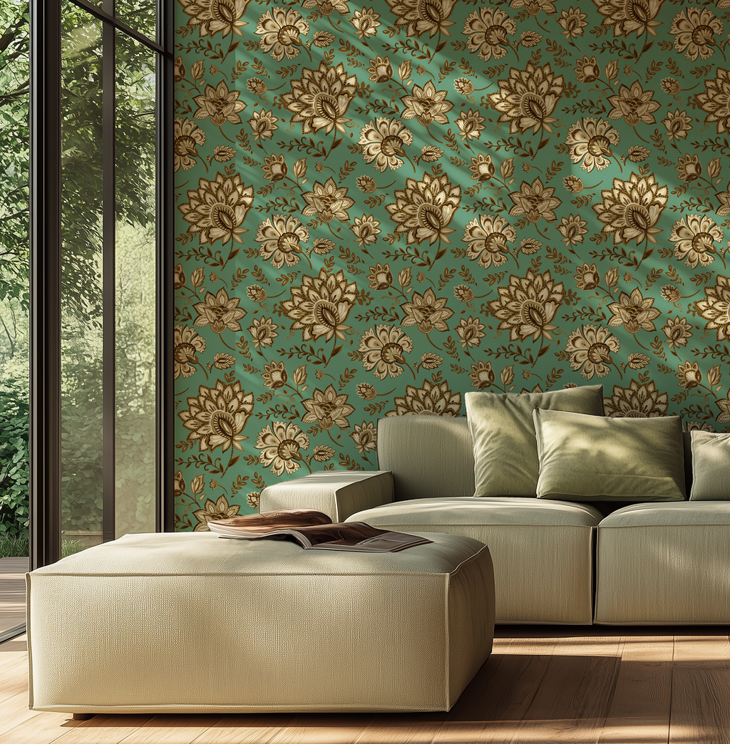 Bohemian Whimsy Floral - Sepia Wallpaper