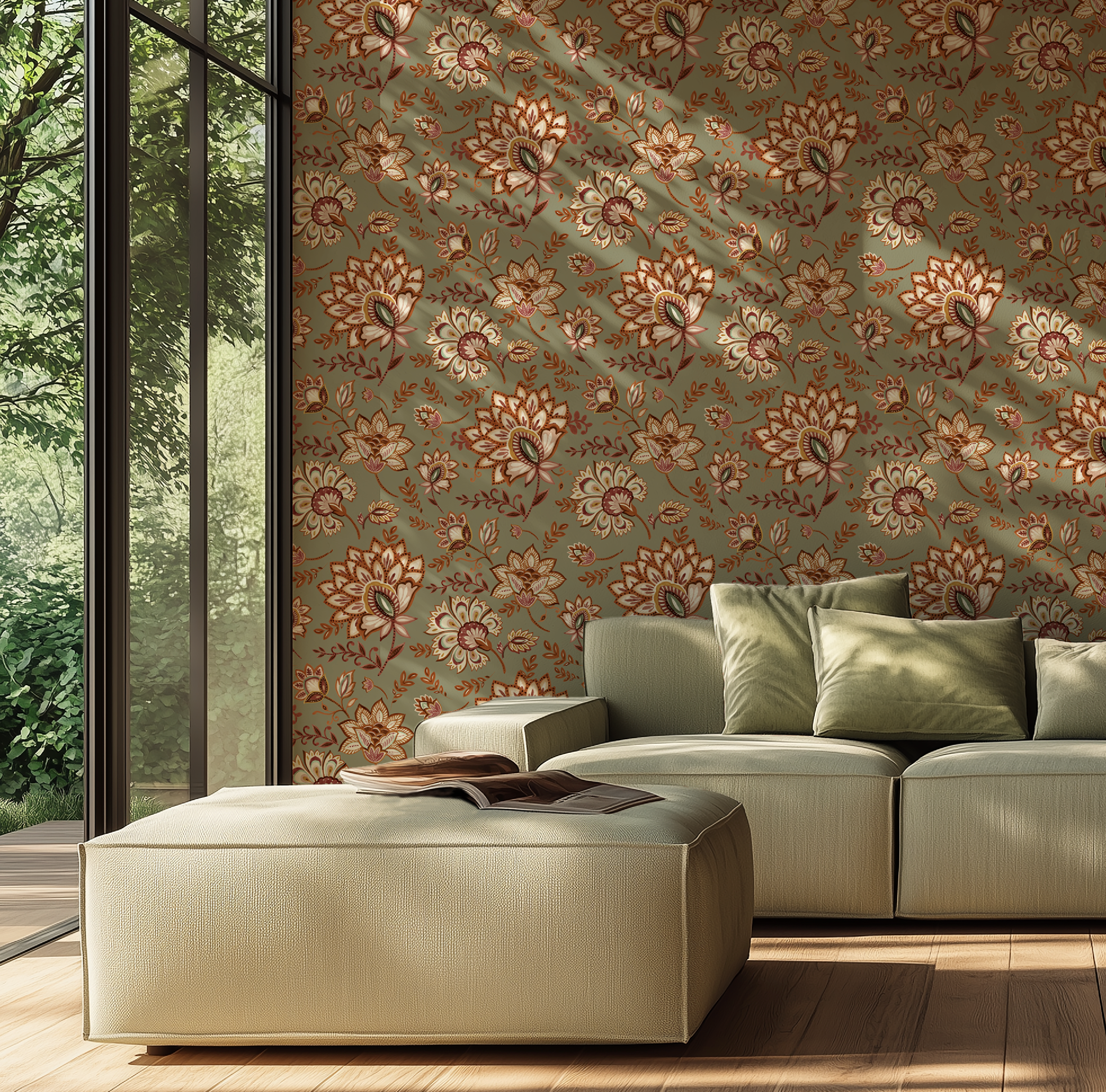 Bohemian Whimsy Floral - Muted Olive Wallpaper - Image 10 by RebelMod