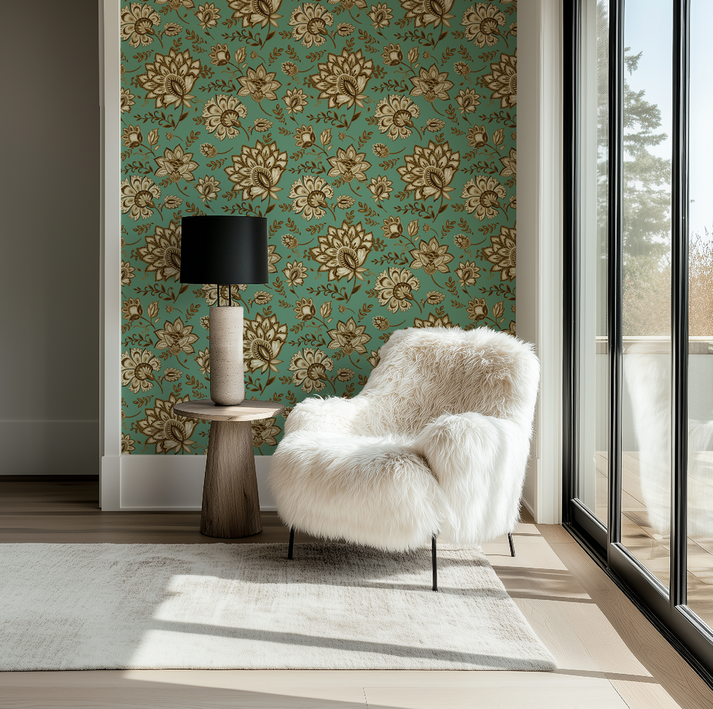 Bohemian Whimsy Floral - Sepia Wallpaper