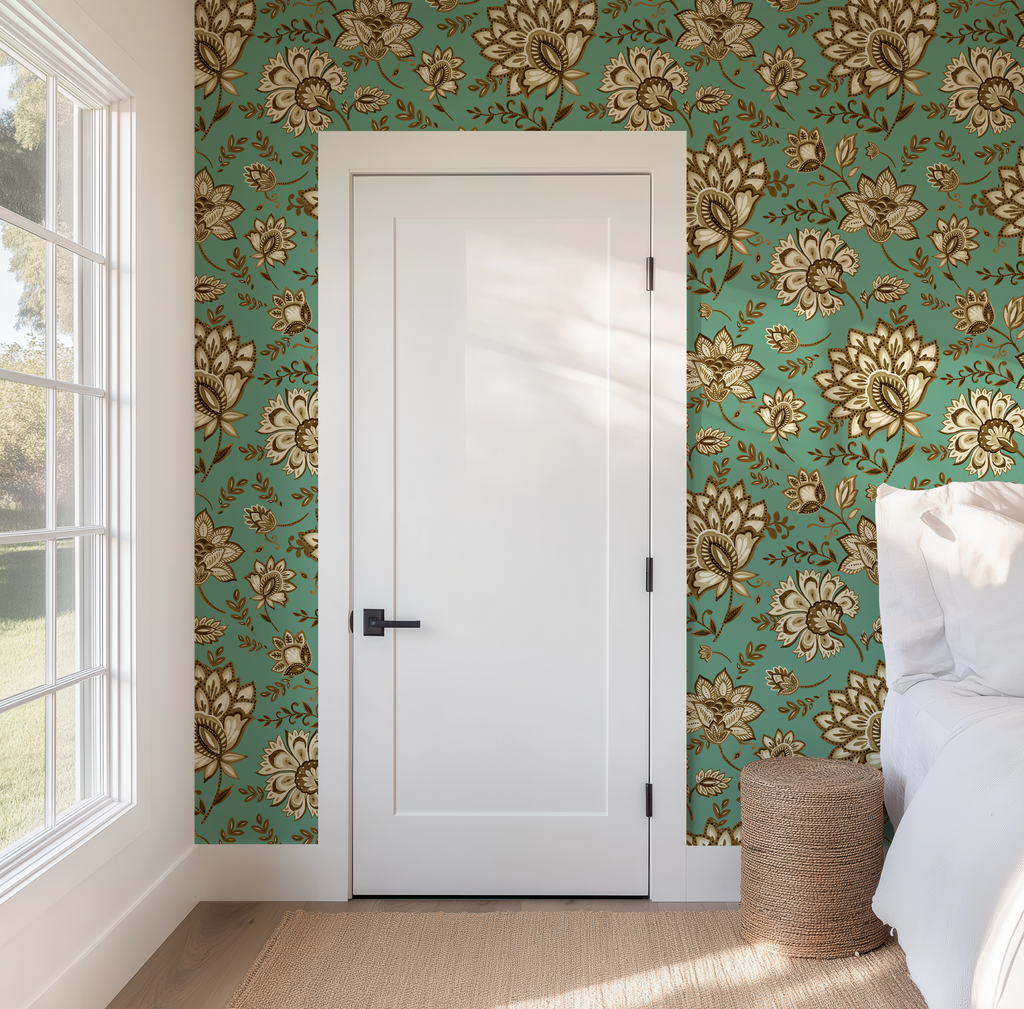 Bohemian Whimsy Floral - Sepia Wallpaper by RebelMod