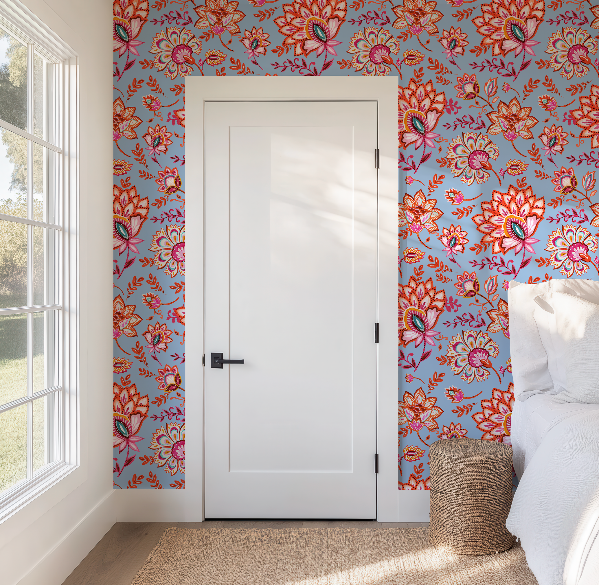 Bohemian Whimsy Floral - Sky Wallpaper
