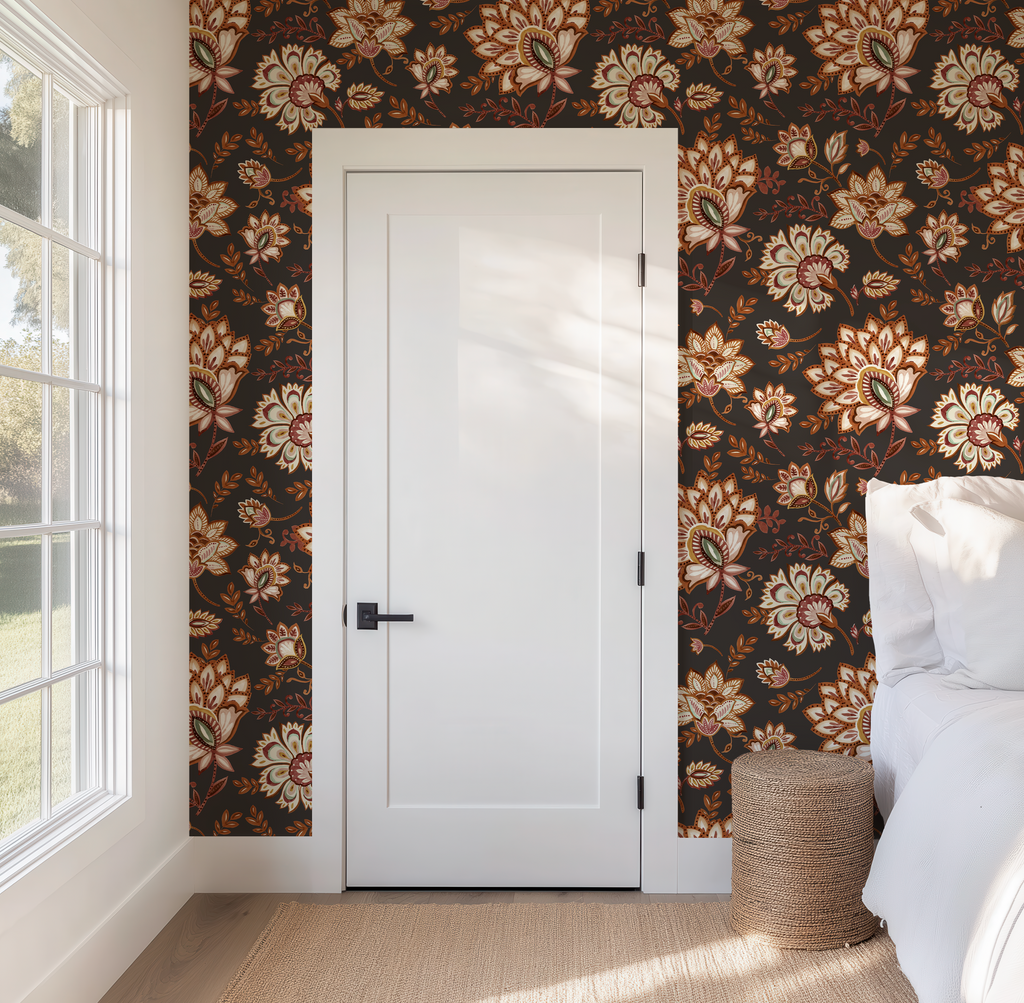 Bohemian Whimsy Floral - Cocoa Wallpaper