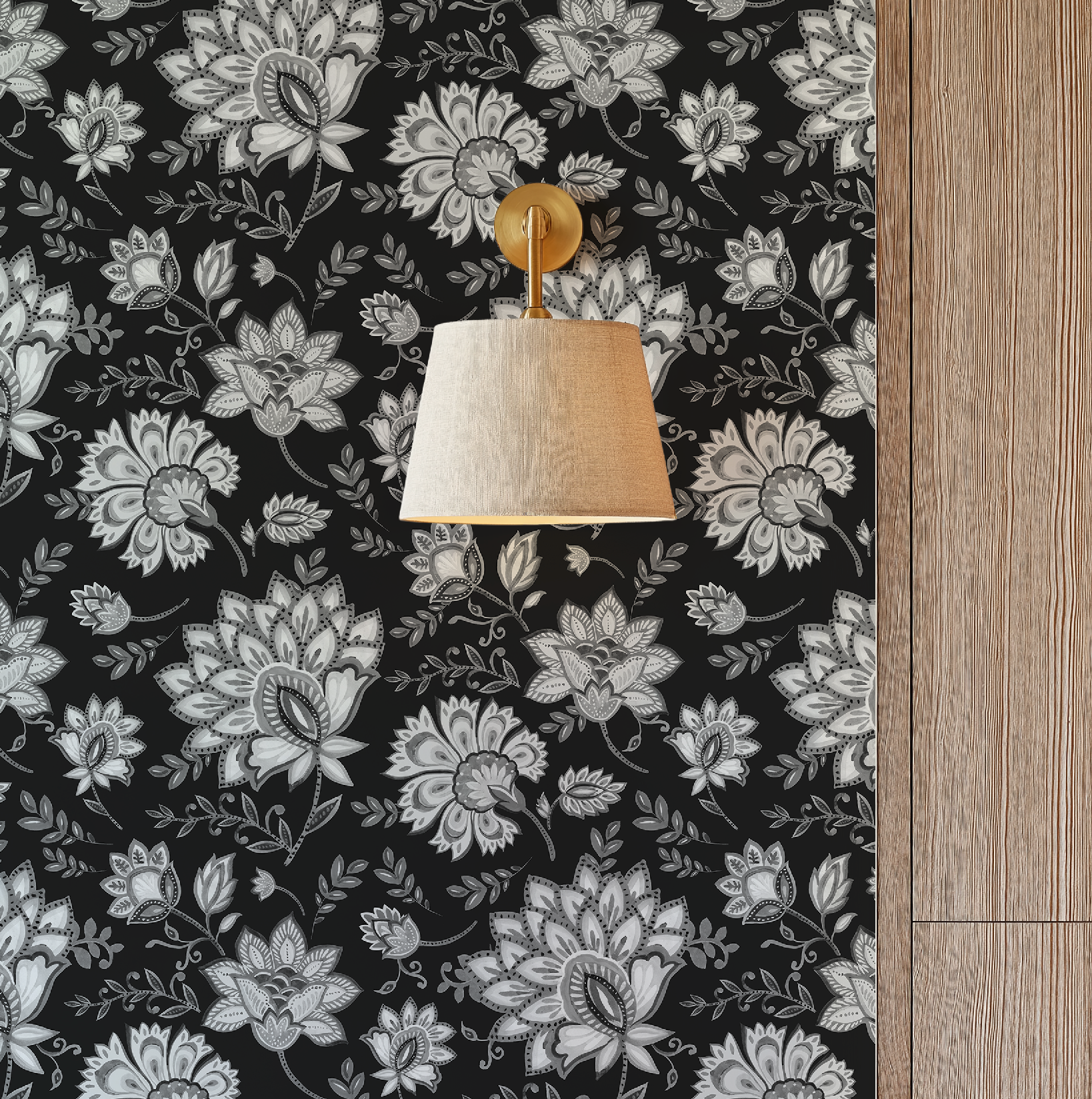 Bohemian Whimsy Floral - Noir Wallpaper