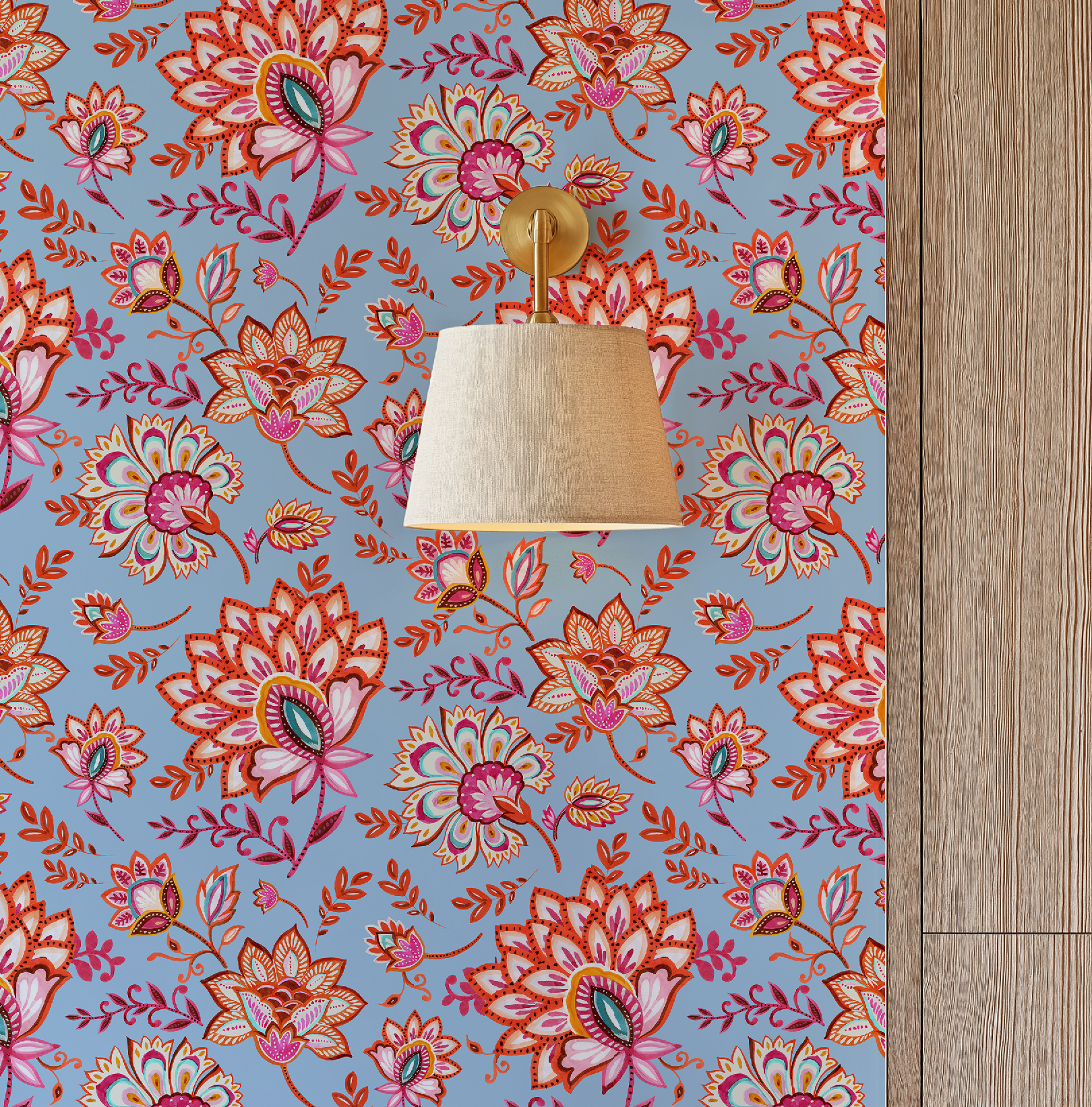 Bohemian Whimsy Floral - Sky Wallpaper