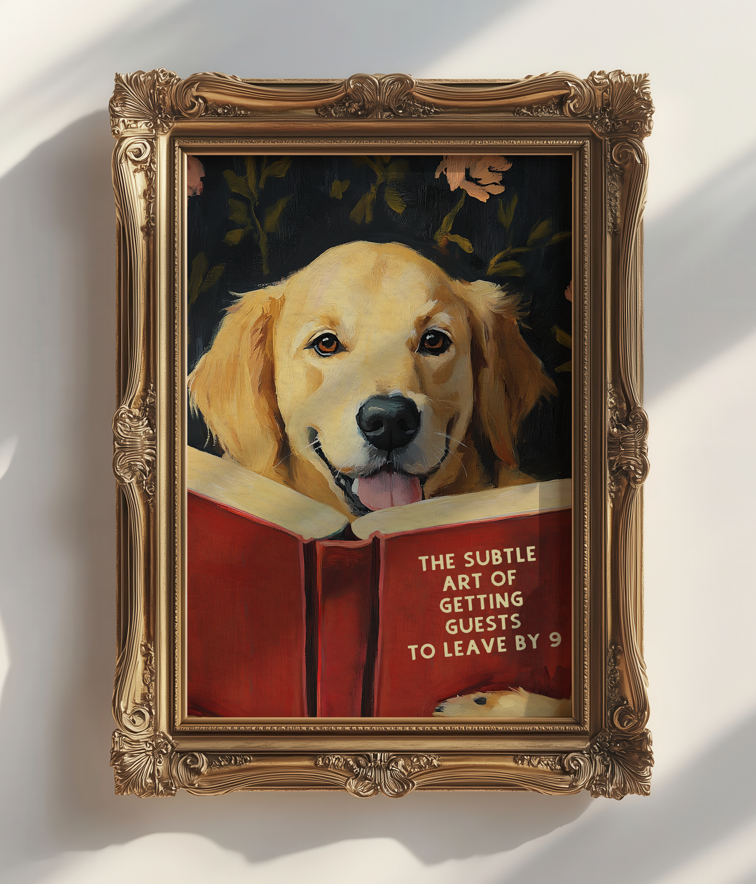 The Subtle Art of Getting Guests To Leave by 9 Reading Golden Retriever Art Print