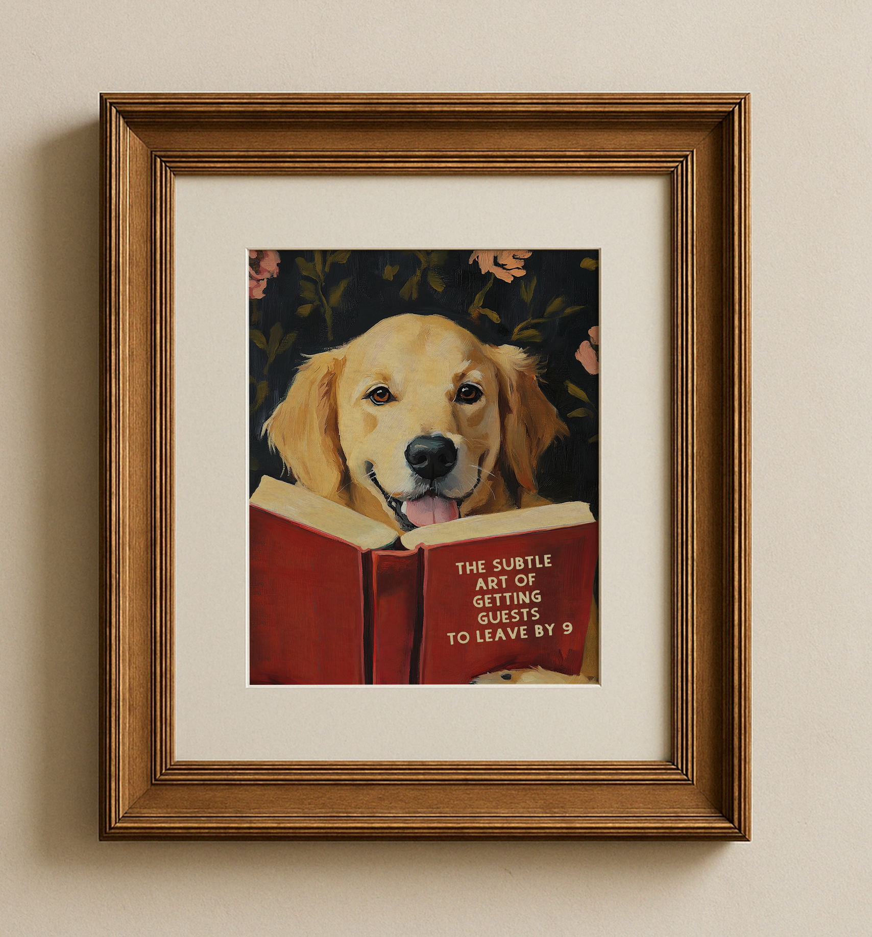 The Subtle Art of Getting Guests To Leave by 9 Reading Golden Retriever Art Print