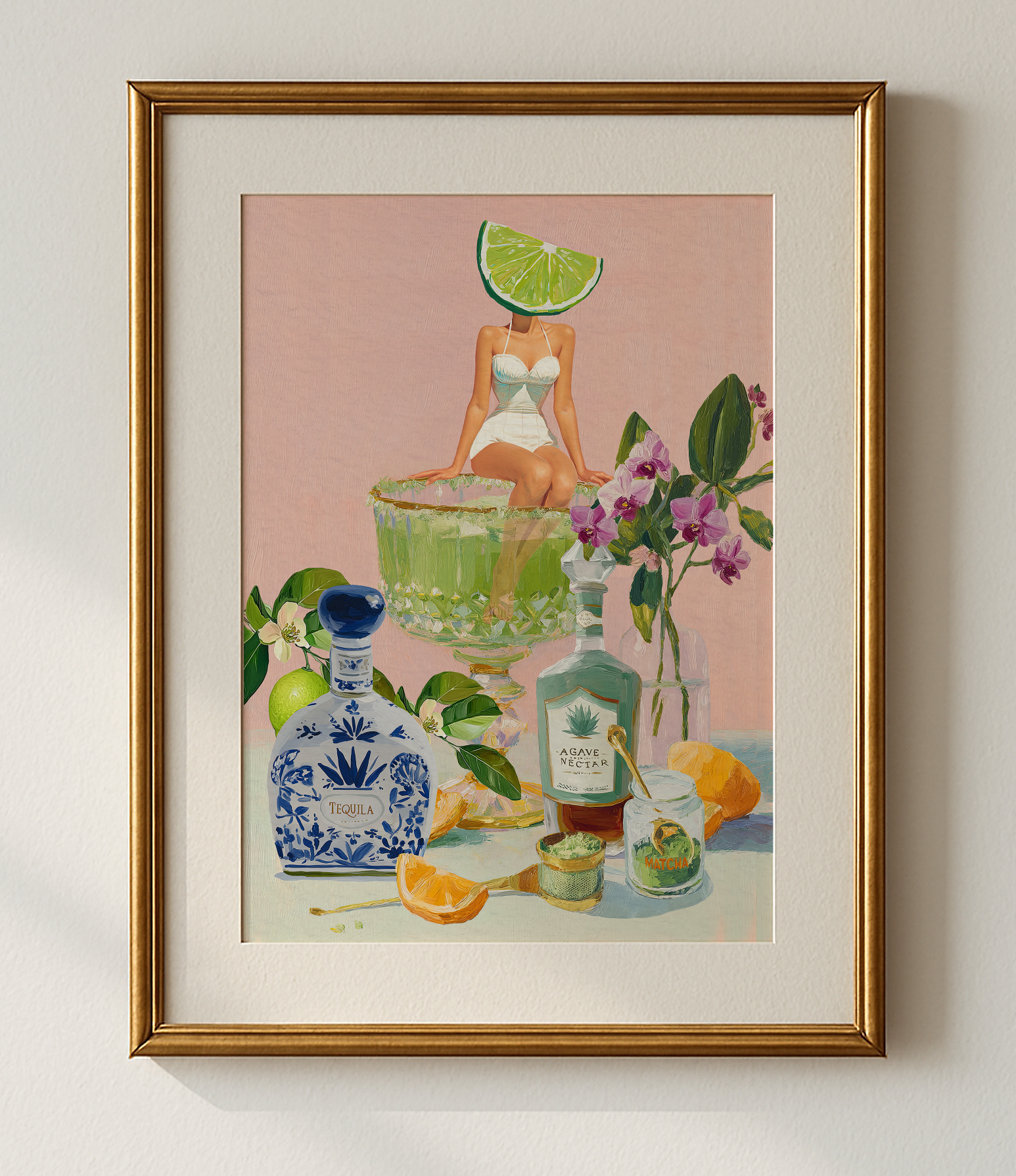 Vibrant Matcha Margarita Bar Wedding Art Print - Modern Cocktail Decor for Speakeasy or Home by RebelMod