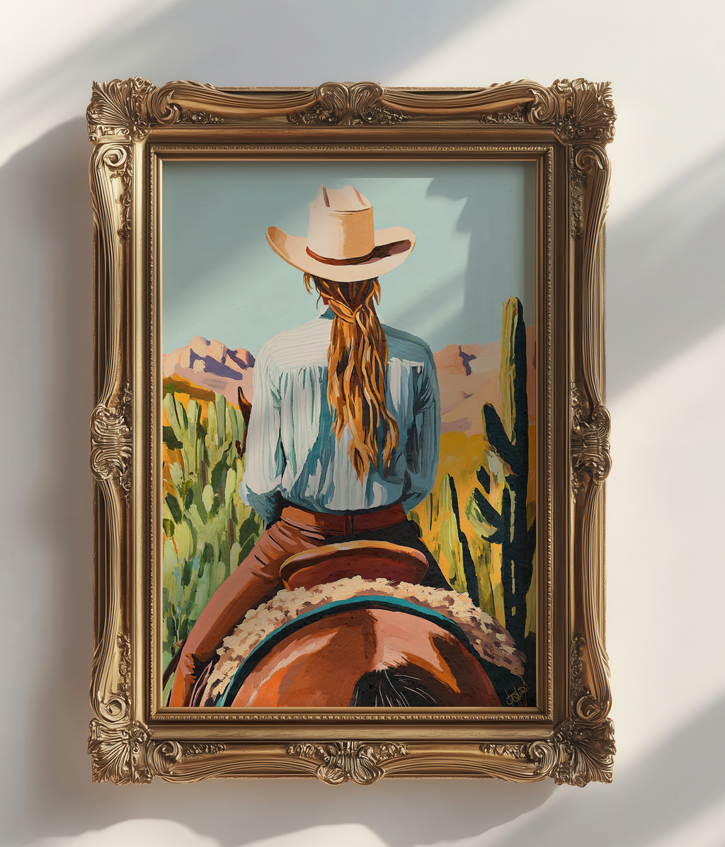Cowgirl Riding a Horse